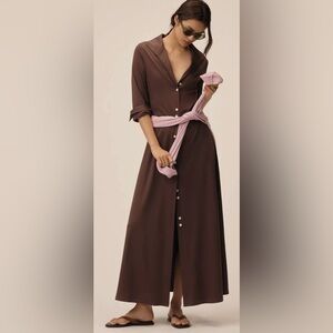 MARLE Chocolate Brown Long Sleeve Maxi Dress